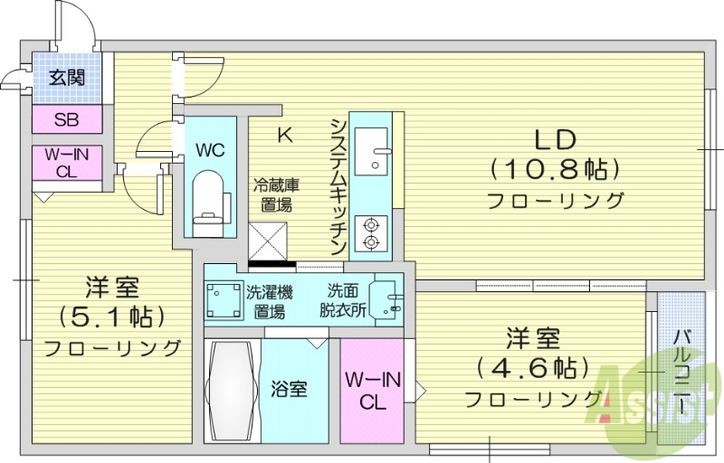 アルファスクエア福住2条の間取り