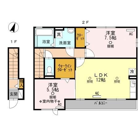 倉敷市下津井のアパートの間取り