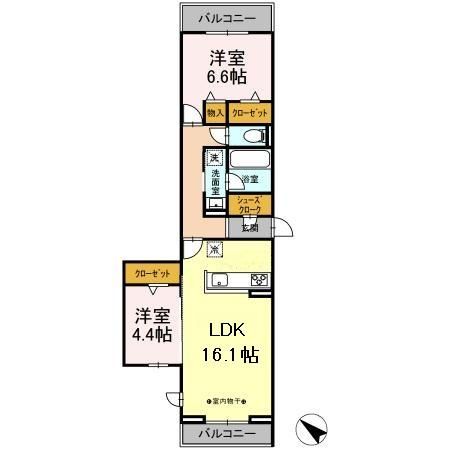 静岡市駿河区中田本町のアパートの間取り