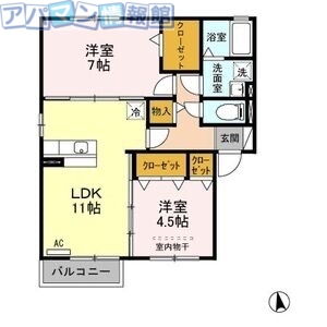 新潟市秋葉区川口のアパートの間取り