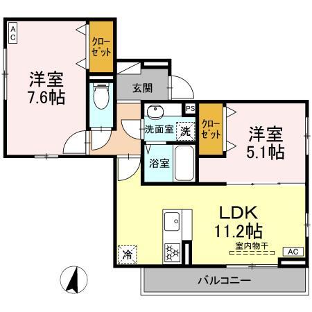 Ｓｕｎｎｙ　Ｈｉｌｌｓ　Ｂ棟の間取り