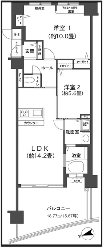 和歌山市毛見のマンションの間取り