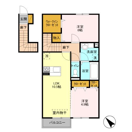 越谷市蒲生西町のアパートの間取り