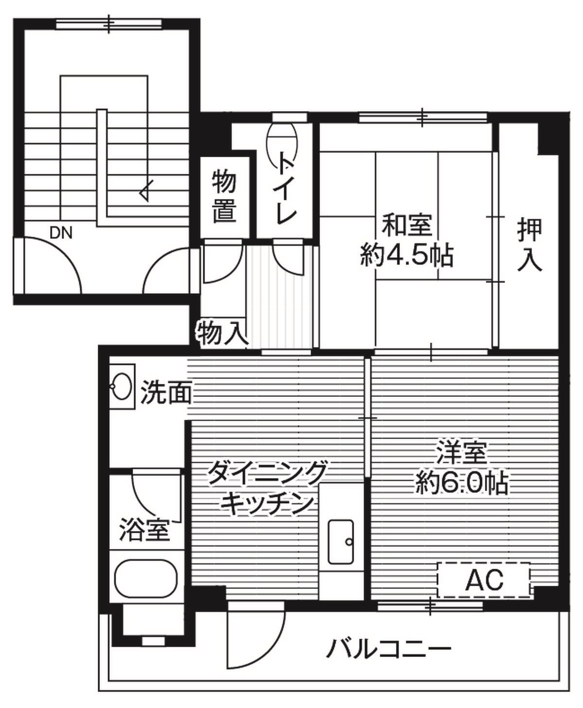 ビレッジハウス金ヶ崎　1号棟の間取り