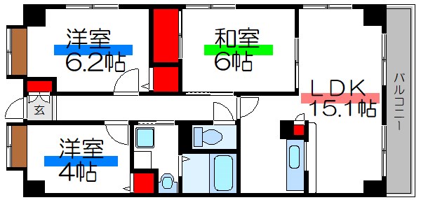 江戸川区江戸川のマンションの間取り