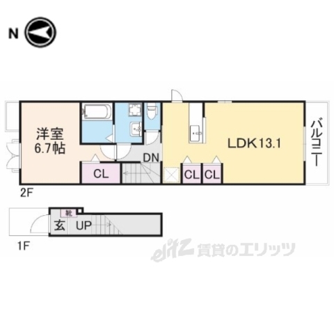 交野市私市のアパートの間取り