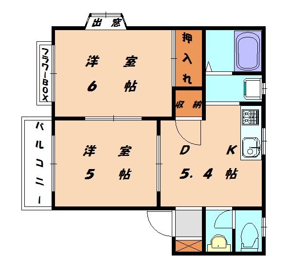 福岡市東区唐原のアパートの間取り