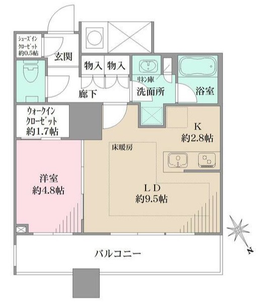 新宿区西新宿のマンションの間取り