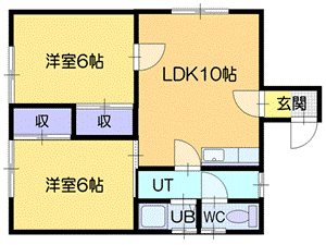 小樽市朝里のアパートの間取り