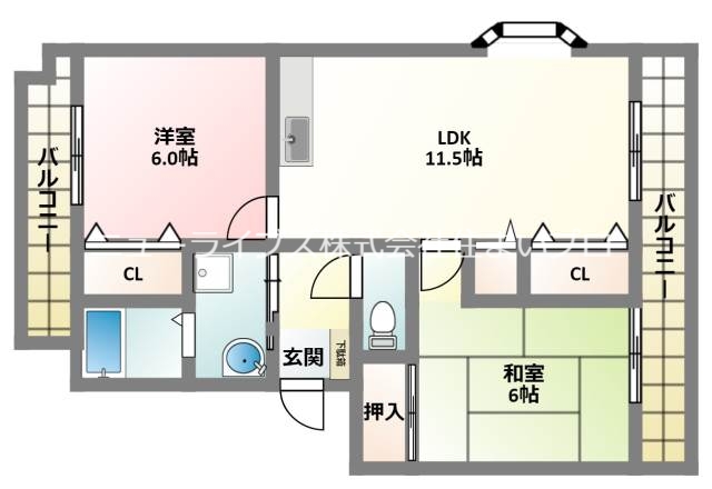 寝屋川市打上元町のマンションの間取り