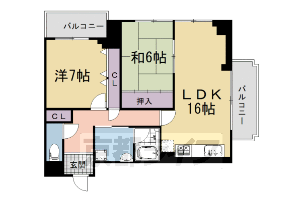 城陽市平川のマンションの間取り