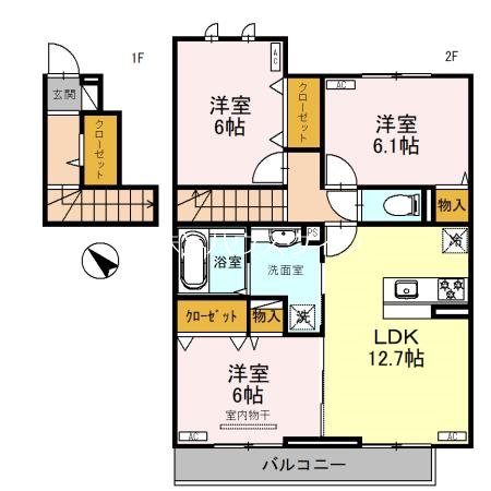 大枝D-ROOM　B棟の間取り