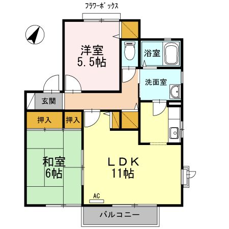 郡山市新屋敷のアパートの間取り