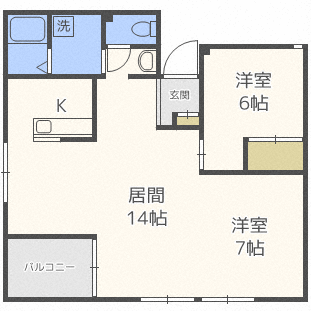 札幌市東区北七条東のアパートの間取り