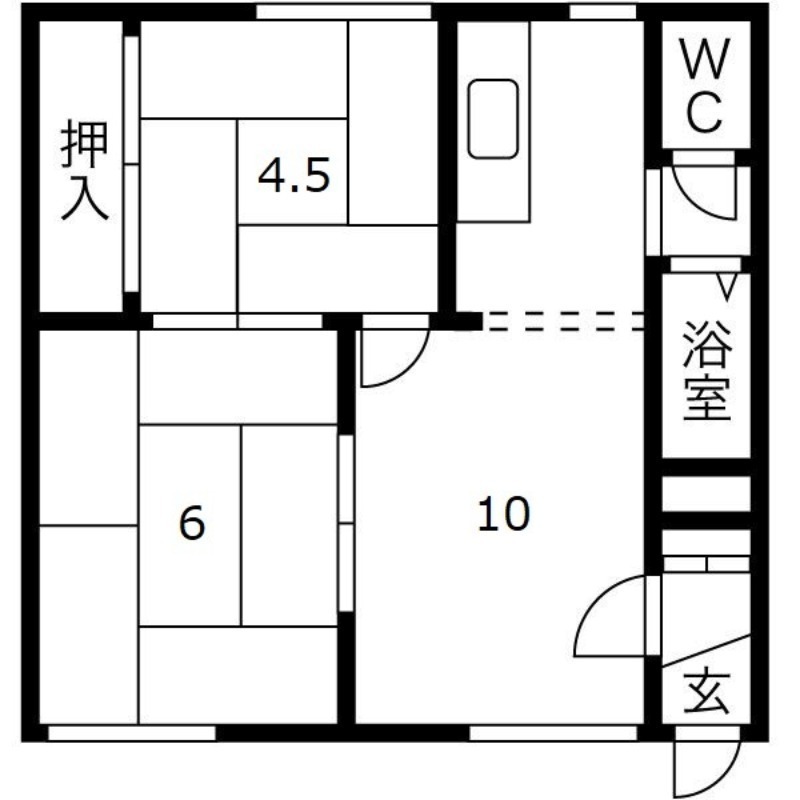 札幌市手稲区稲穂一条のアパートの間取り