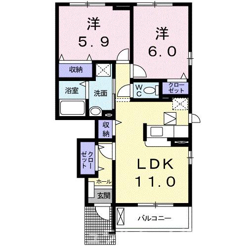 豊橋市伊古部町のアパートの間取り