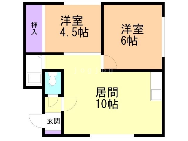 石狩市花川北六条のアパートの間取り