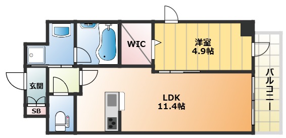 大阪市西成区花園南のマンションの間取り