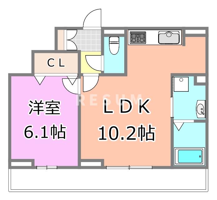 千葉市中央区汐見丘町のアパートの間取り