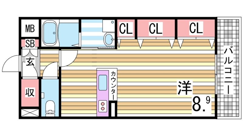 神戸市北区鈴蘭台東町のアパートの間取り