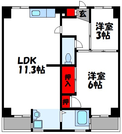 ビレッジハウス古賀4号棟の間取り