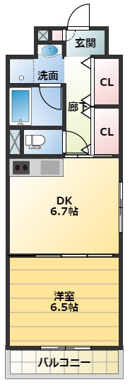 高知市桟橋通のマンションの間取り