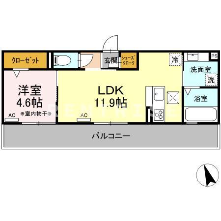 一宮市木曽川町内割田のアパートの間取り