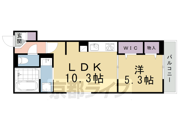 京都市左京区下鴨下川原町のアパートの間取り