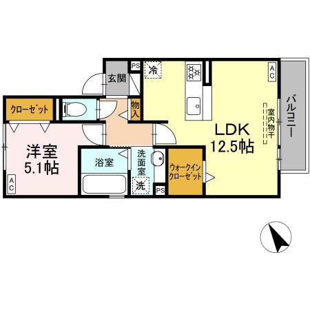 D-chambre北浜町　Bの間取り