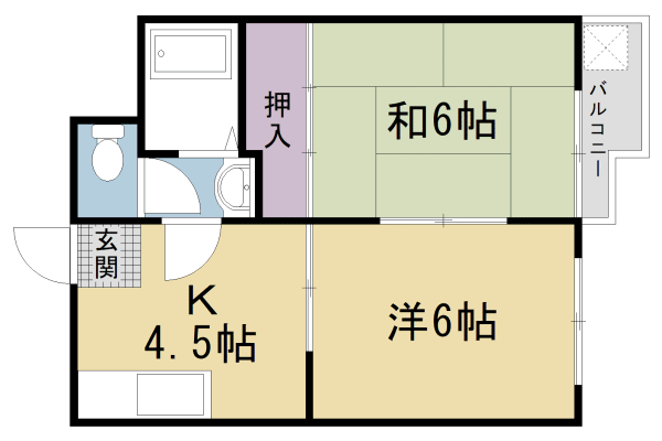 京都市右京区太秦下刑部町のマンションの間取り