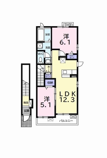 館山市高井のアパートの間取り