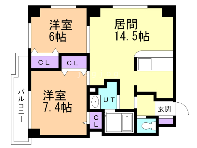 札幌市豊平区中の島一条のマンションの間取り