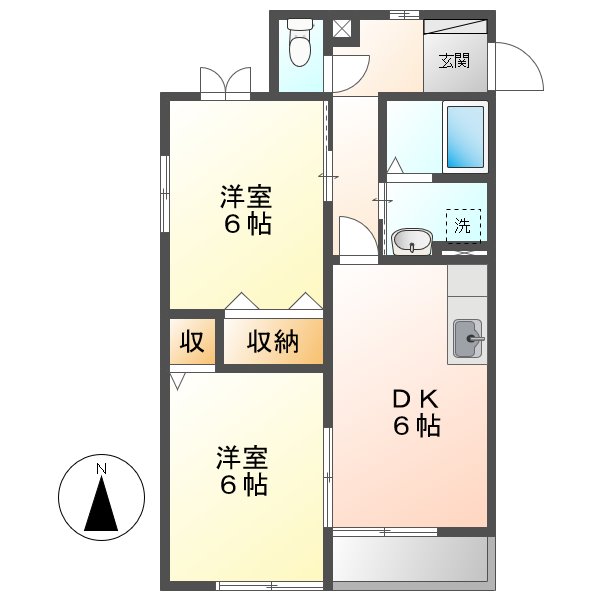 【岡山市南区植松のアパートの間取り】