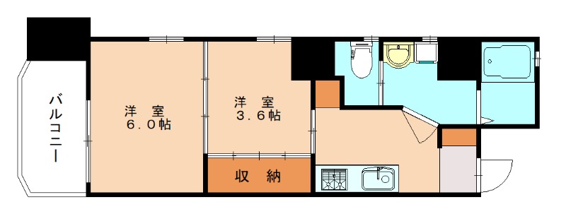 北九州市小倉北区京町のマンションの間取り