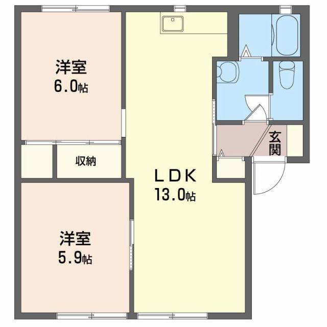 【宇部市大字東須恵のアパートの間取り】