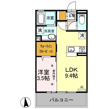 佐野市鐙塚町のアパートの間取り