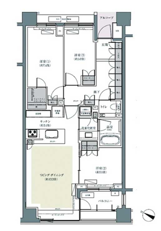 中野区東中野のマンションの間取り