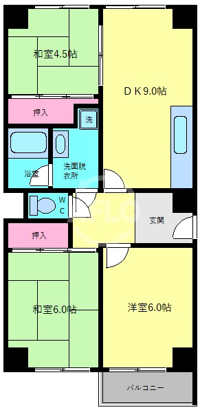 大阪市阿倍野区美章園のマンションの間取り