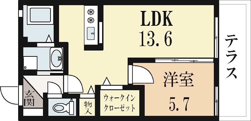 城陽市寺田のアパートの間取り