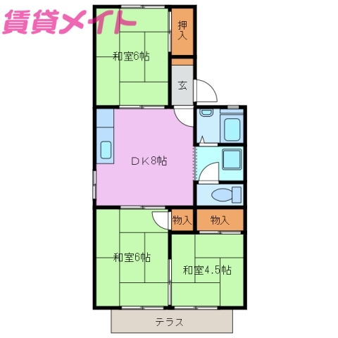 鈴鹿市十宮のアパートの間取り