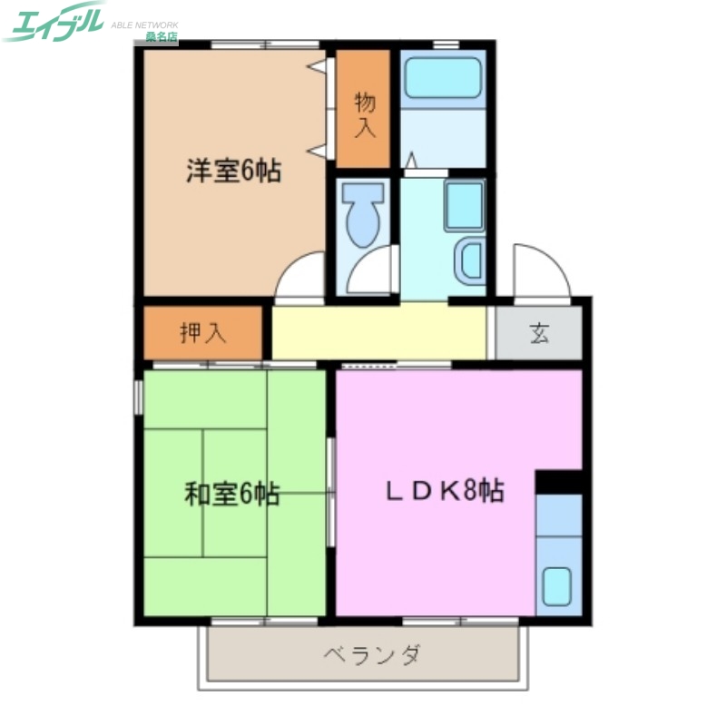 桑名市多度町香取のアパートの間取り