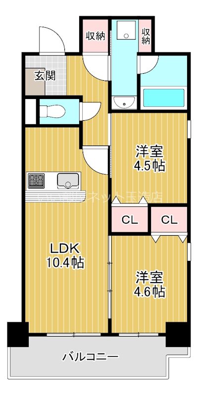 【大阪市中央区森ノ宮中央のマンションの間取り】