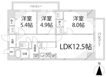 姫路市東辻井のマンションの間取り