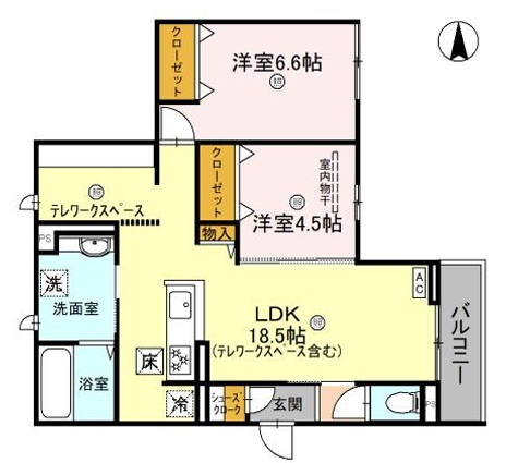 （仮称）草津市東矢倉４丁目D-ROOM　A棟の間取り