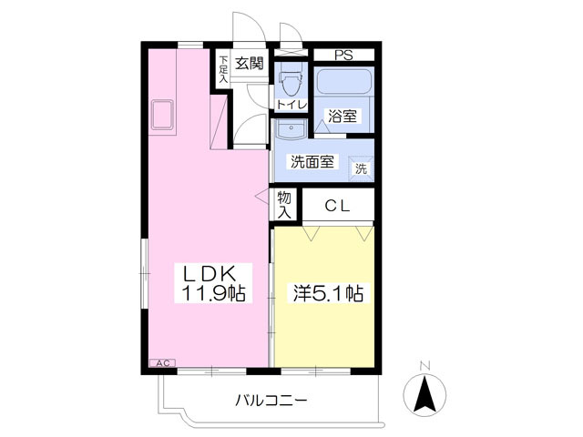 伊万里市二里町八谷搦のマンションの間取り