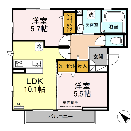 広島市安佐北区可部のアパートの間取り