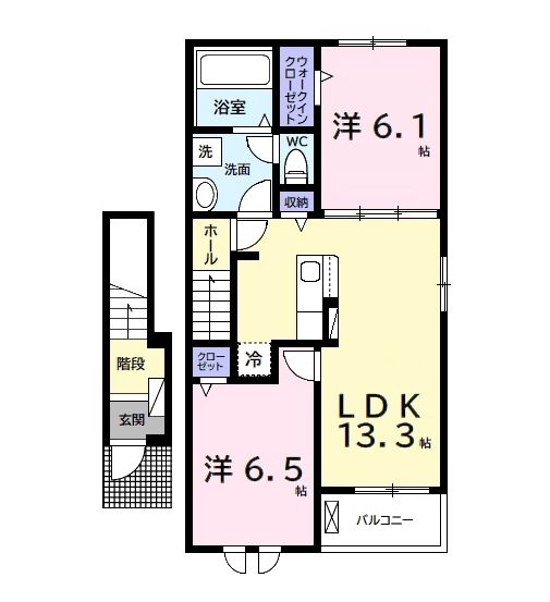 君津市西坂田のアパートの間取り