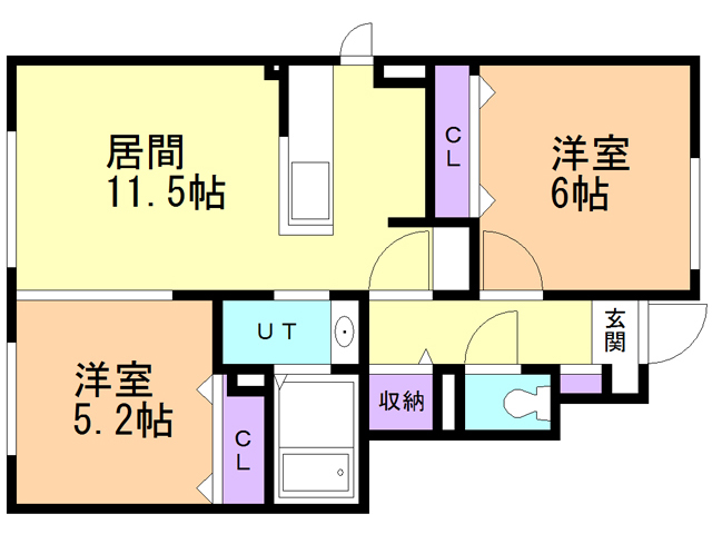 苫小牧市大成町のアパートの間取り