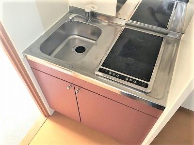キッチン　２口電気コンロはラジエントヒーターです
