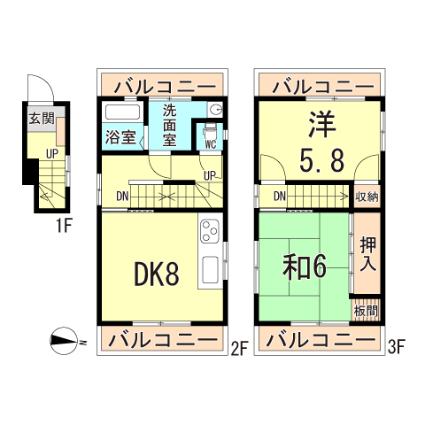 日尾町貸家の間取り写真